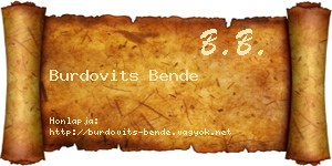 Burdovits Bende névjegykártya